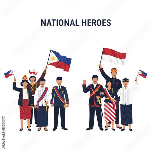Philippines and Indonesia National Heroes Illustration