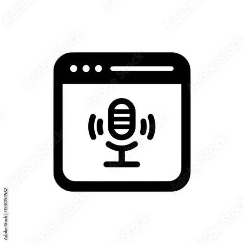 Web browser icon with microphone symbol representing voice input or podcast interface