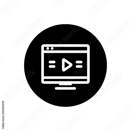 Browser window with play button icon for video content or multimedia web applications