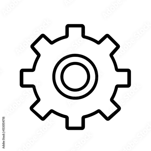 Industrial gear icon with thick strokes for mechanics, system tools, or machine interfaces