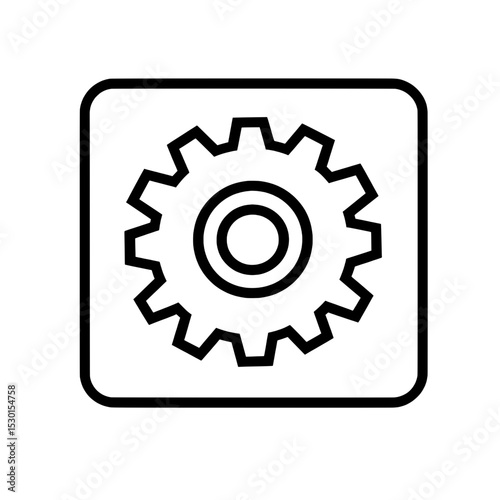 Outline gear icon for settings or configuration interface in digital applications