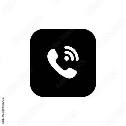 Phone icon in rounded square with black fill for modern mobile communication interfaces