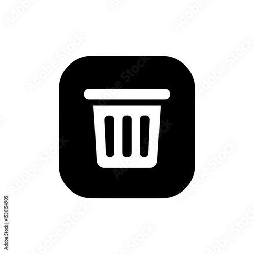 Solid black square trash bin icon with vertical slots for mobile app buttons