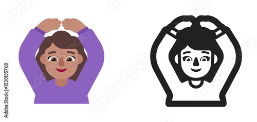 Person Raising Hand Purple Shirt Light Brown Emoji