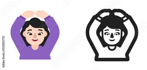 Person Raising Hand Purple Shirt Very Light Emoji