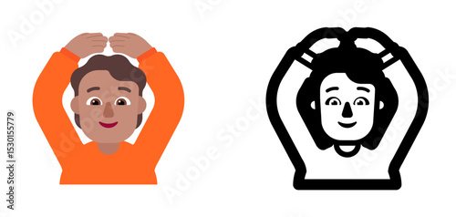 Person Raising Hand Orange Shirt Light Brown Emoji