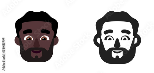 Dark Skin Beard Face Emoji