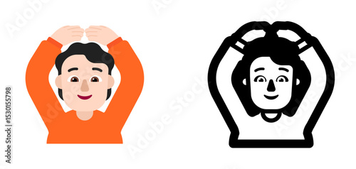 Person Raising Hand Orange Shirt Very Light Emoji