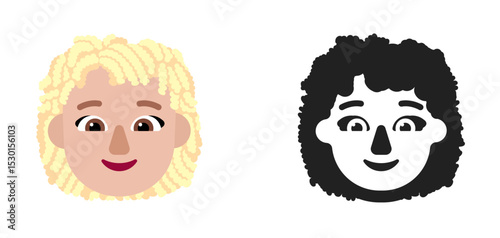 Light Curly Hair Face Emoji