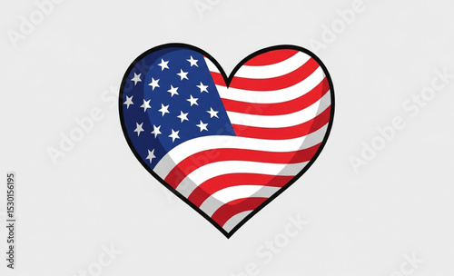 american flag with heart