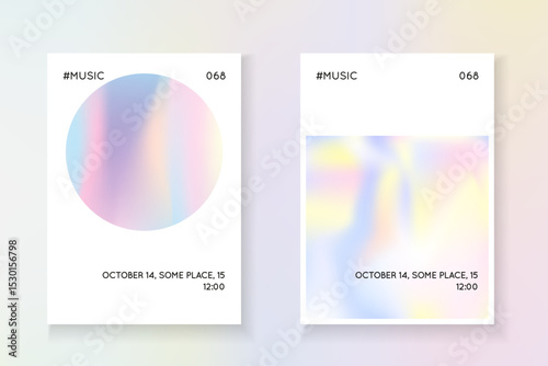 Minimal Poster. Fashion Vector. Purple Gradient Cover. Holographic Background. Colorful Retro Template. Color Foil. Chrome Banner. Pink Minimal Poster