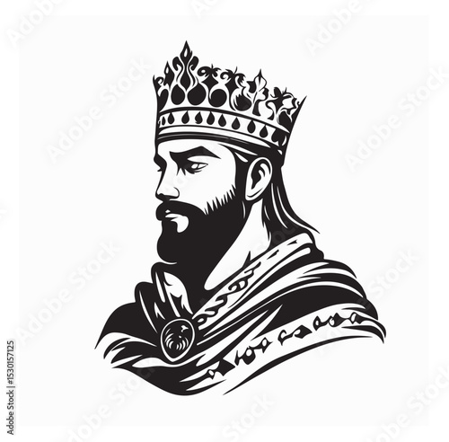 Byzantine man prince character wearing crown Image Vector isolated on white background