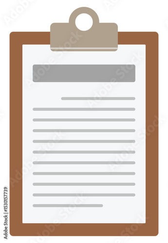 Flat wooden clipboard icon isolated on white background.