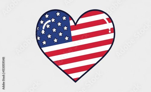 American Flag Heart Illustration | Patriotic USA Symbol for Fourth of July, Memorial Day, and National Holidays