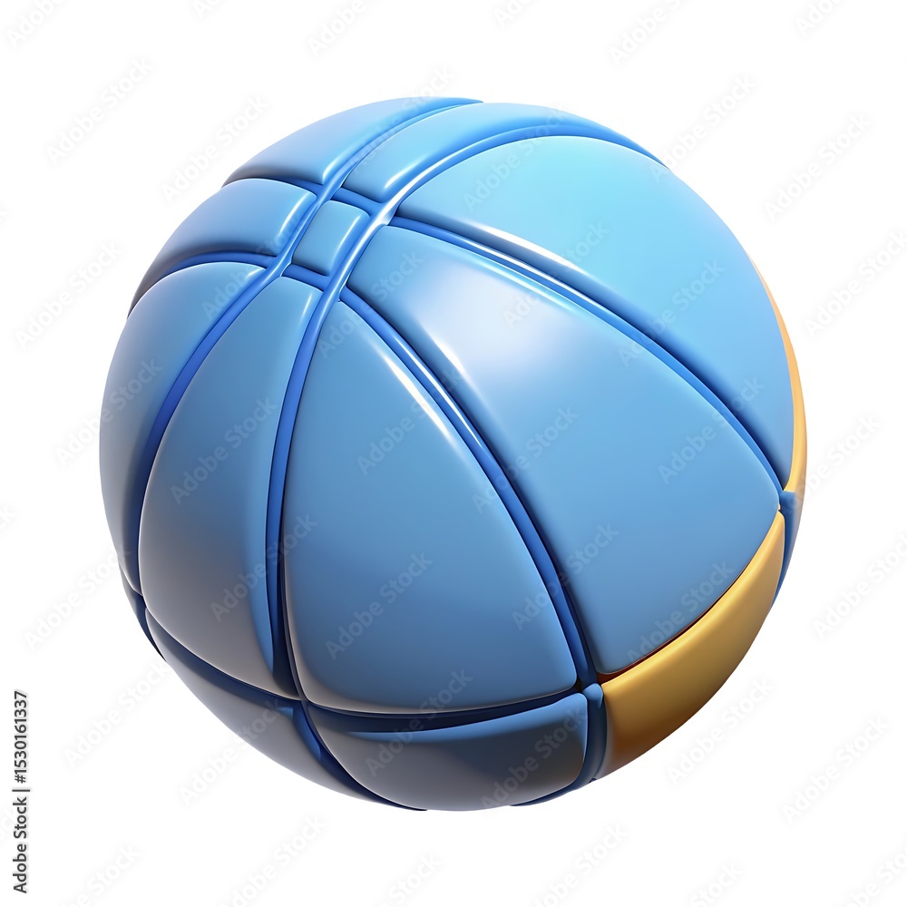 Fototapeta premium Stylized blue basketball isolated on white background