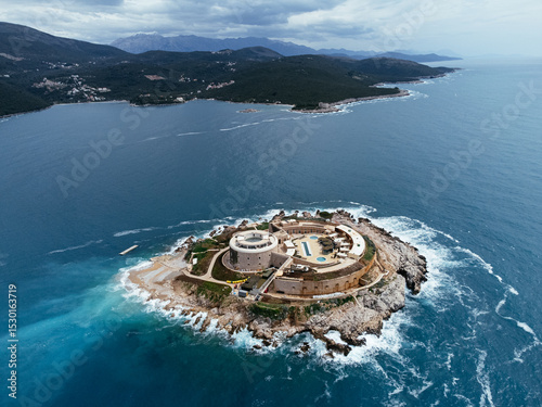 Hotel on the Mamula island in the Adriatic sea, Montenegro, Europe.