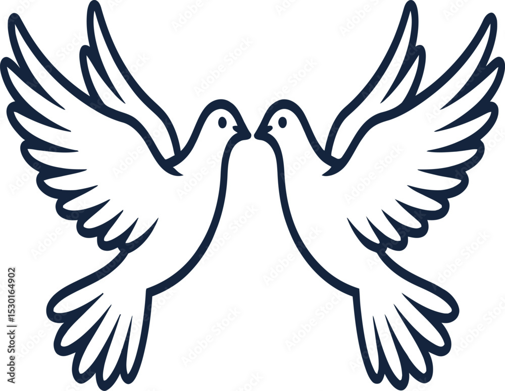 Obraz premium Elegant pair of doves design peace symbol bird graphic illustration perfect for wedding invitations cards prints