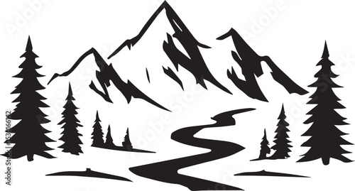 Mountain silhouette Vector | Minimalist & Trendy Mountain Silhouette Design | Unique & Stylish Mountain Artwork for Vector design