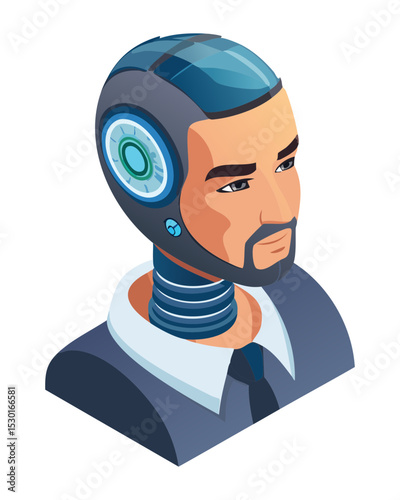 Humanoid Robot View Cybernetic Future