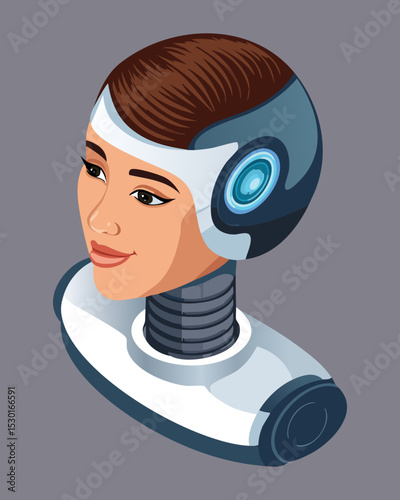 Female Cyborg Bust Modern Technology