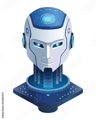 White Blue Robot Head AI Future