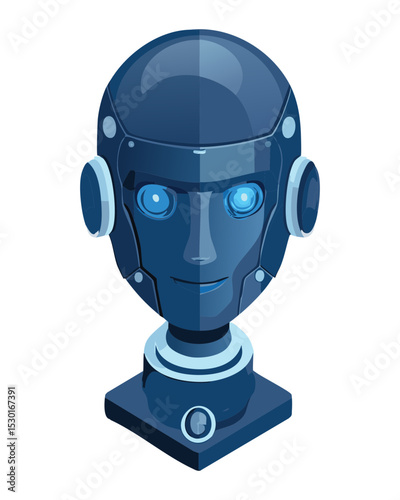 Dark Blue Robot Head AI Technology