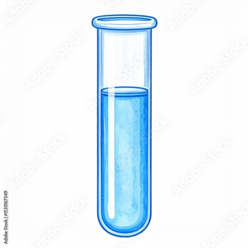 Test Tube With Blue Liquid, Science Illustration