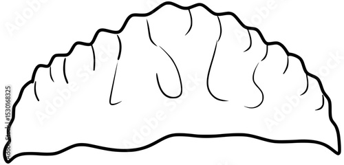 Chicken Dumpling Pot Sticker Vector Outline Line Art Drawing