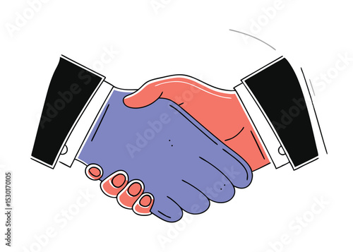 Business Handshake for Teamwork and Partnership – Flat Vector Illustration