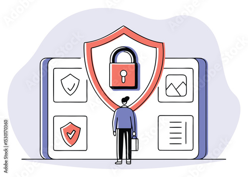 Business Security Concept with Lock Icon