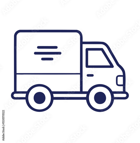 Delivery Truck Icon Outline – Shipping Vehicle Vector on White Background