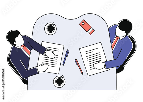 Business Collaboration and Contract Signing – Flat Vector Scene