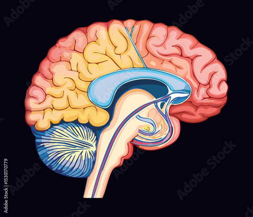 Brain Cross Section Dark Background