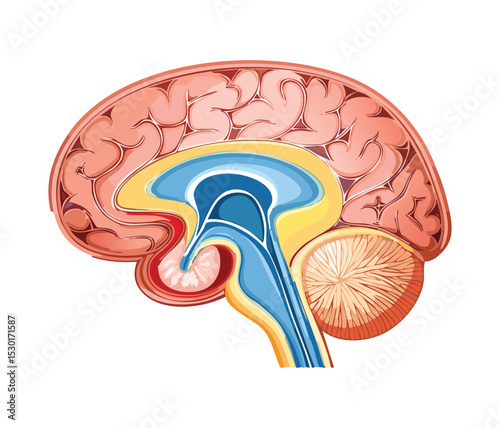 Human Brain Sagittal View Colored