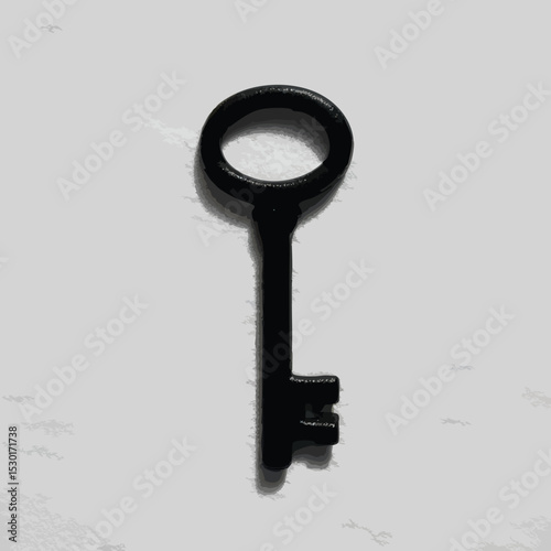 Black silhouette of Freedom key, centered on plain white background