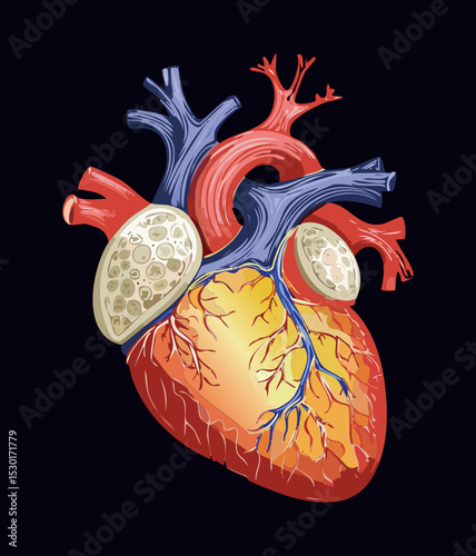 Human Heart on Dark Background