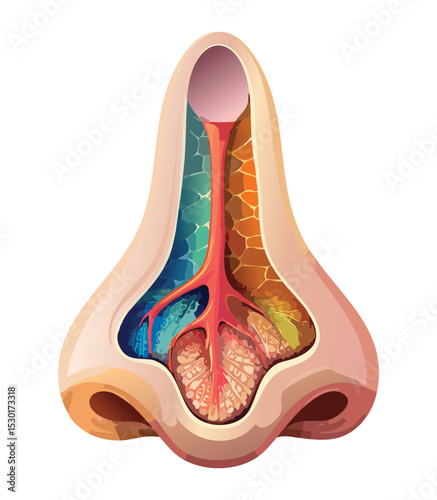 Cross Section of Human Nose Sinuses