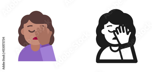 Woman Worried Medium Skin Purple Shirt