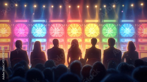 Contestants compete in entertaining game shows involving quizzes and tasks to win prizes and audience cheers.
