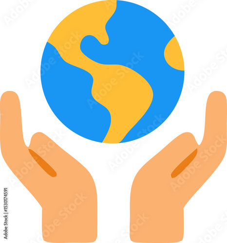 Greenhouse gas emissions endanger Earth, symbolized by a blue and yellow globe held in hands. Climate change awareness materials.