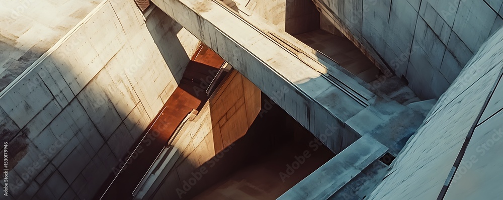 Obraz premium Intricate concrete structure with intersecting beams.