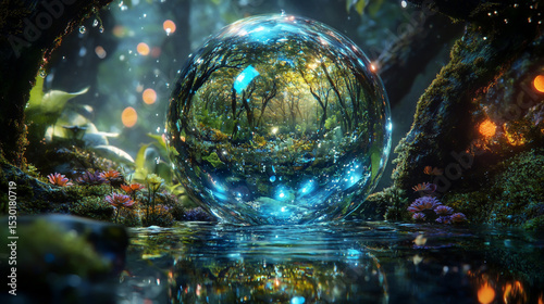 In the droplet’s clear reflection, the entire vibrant ecosystem mirrors back, reminding us of our deep, inseparable connection to pure, life-giving water and nature