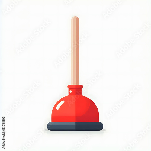 Toilet Plunger Flat Vector