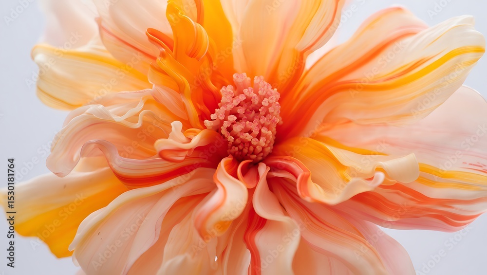 Obraz premium Stunning Close-up of an Exquisite, Sculpted Sugar Flower Peach, Orange, and Yellow Hues, Delicate Petals, Artistic Design