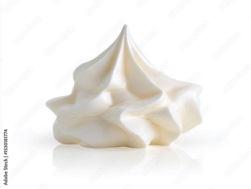 Obraz premium Soft meringue on white background with reflections, light colors