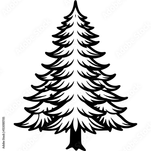 Minimal Pine Tree Vector on White