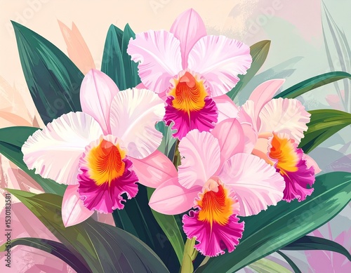 カトレアの花のイラスト