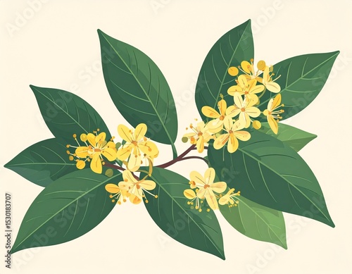 キンモクセイの花のイラスト