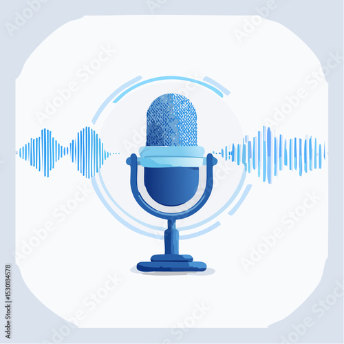 Vector of a voice interface with microphone icon, sound bars, and motion lines on a clean layout.