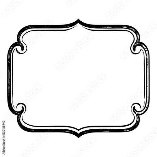 A stark black frame with a textured, slightly irregular edge, isolated on white background
